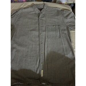 Red Bank Clothing Men's Button Down Shirt Size Medium Gingham Blue White Cotton